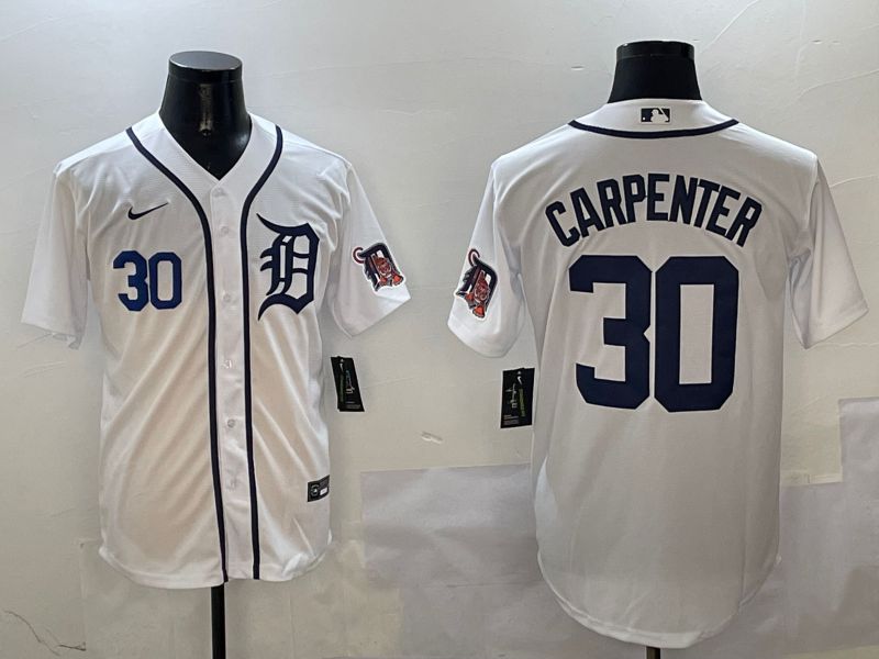 Men Detroit Tigers #30 Carpenter White Game 2025 Nike MLB Jersey style 3112->detroit tigers->MLB Jersey